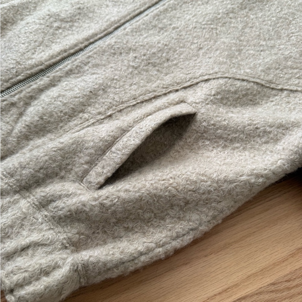 Zara Blogger Favorite Boucle Bomber Jacket Zip Cream Fuzzy Size XS - Small - Picture 9 of 12